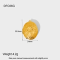 Golden oval locket pendant with floral relief, 33.5mm height, vintage style accessory - Oval-Shaped Gold (DFC66G)