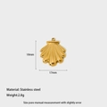 Detailed specs for gold stainless steel shell pendant measuring 18mm by 17mm - Scallop Shape (DFC171)