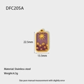 Détail du pendentif tarot rectangulaire en acier inoxydable avec mesures précises - Style Soleil Tournesol Violet (DFC205A)