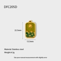 Détail du pendentif tarot rectangulaire en acier inoxydable avec soleil et tournesol - Style Soleil Tournesol Vert-Jaune (DFC205D)