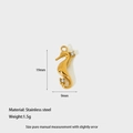 Detailed size view of a 19mm golden stainless steel seahorse pendant with zircons - Seahorse Shape (DFC179)