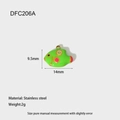Detailed view of green and pink enamel goldfish charm with stainless steel base - Fruit Green Fish (DFC206A)