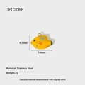 Detail view of colorful enamel tropical fish pendant in stainless steel with size metrics - Yellow Fish (DFC206E)