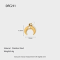 Polished stainless steel crescent moon pendant with round zircon inlay for DIY jewelry - Rhinestone Crescent Moon Pendant (DFC211)