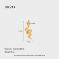 Detailed size specifications for gold stainless steel snake pendant 32mm by 10mm - Winding Snake Pendant (DFC213)
