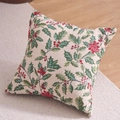 Christmas jacquard square throw pillow cover with red berry and green holly leaf pattern - 60x60cm / Holly Berry Pattern (Red & Green)