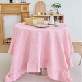 Nappe ronde vintage vichy rose avec bords à volants pour une décoration de table cosy - 150cm Rond / Vichy Rose Volanté