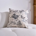 Vintage butterfly print cushion cover on beige cotton linen fabric with stamps - 30-50 / Black Butterfly Cushion Cover