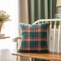 Plaid square pillowcase with classic red and green tartan pattern for festive sofa decor - 60x60cm / Green Checkered