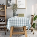 Blue and white plaid checkered tablecloth in cotton linen fabric for home decor - 60x60 / Blue & White Plaid