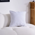 Modern square cushion cover with black stripes on white fabric for sofa decor - White Fine Stripe Cushion Cover