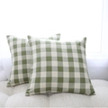 Nordic geometric green gingham cotton linen square throw pillow case for sofa decor - Color-woven Green And White Checkered 3cm Pillowcase / 40x40cm
