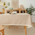 Rechteckige Tischdecke aus Baumwollleinen mit Erdbeermuster und Häkelspitzenborte - 140*220cm / Erdbeere Beige Spitze