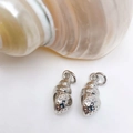 Micro-set zircon silver seashell charms for necklaces with textured spiral design - Silver Conch Pendant Only (Without Chain) (25110216)