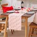 Pink plush table runner with textured heart pattern for festive home decoration - Table Runner 33-92 / Plush Pink Heart