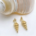 Detailed pair of golden conch shell charms for DIY jewelry making accessories - Gold Spiral Shell Pendant Only (Without Chain) (25110216)