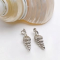 Silver conch shell pendants with micro-zirconia and spiral metal texture detail - Silver Spiral Shell Pendant Only (Without Chain) (25110216)