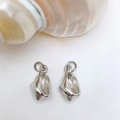 Silver conch shell charms with zircon inlay for necklaces or bracelet jewelry making - Silver Dotted Shell Pendant Only (Without Chain) (25110216)