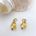 Micro-inlaid zircon sea snail charms in golden finish for jewelry making - Gold Dotted Shell Pendant Only (Without Chain) (25110216)