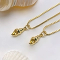 Elegant gold-plated seashell pendant necklace with a fine box chain for ocean lovers - Gold Long Conch Necklace (25110216)
