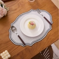 French style white placemat with black polka dots and scalloped edges on wooden desk - Black Border Style (6177750030865)