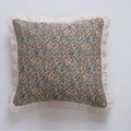 Jacquard floral throw pillow with tassel edges and vintage rhombus pattern in beige - Jacquard Bouquet White Fringe