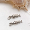 Silver marine fish pendant with micro-set zircon and detailed scales for DIY jewelry - Silver Small Fish Engraved Pendant Only (Without Chain) (25110216)