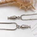 High-quality silver-plated fish pendant necklace with black zircon eye and box chain - Silver Small Fish Engraved Necklace (25110216)