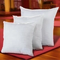 Three white square pillow inserts in varied sizes with striped texture on red background - Brushed Fabric / 50cm x 50cm / White