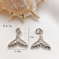 Silver whale tail charm with micro-pave texture and 12mm size for DIY jewelry - Silver Whale Tail Pendant Only (Without Chain) (25110216)