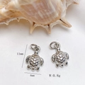 Silver turtle ocean charm pendant with zircons for jewelry making DIY projects - Silver Turtle Pendant Only (Without Chain) (25110216)