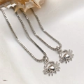 Silver crab pendant necklaces with micro-pave cubic zirconia on fine box chains - Silver Crab Necklace (25110216)
