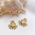 Set of two gold crab pendants for DIY jewelry making with micro-pave ocean theme - Gold Crab Pendant Only (Without Chain) (25110216)
