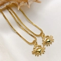Golden crab pendant necklace with micro-set zircon on box chain marine jewelry - Gold Crab Necklace (25110216)