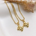 Gold crab pendant necklace set on box chain with marine style ocean collection charms - Gold Tiny Crab Necklace (25110216)