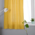Modern yellow cotton linen window curtains with white geometric pattern for living room - Grommet 140*215CM / Yellow Checkerboard