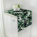Waterproof Monstera leaf fridge cover with side pockets and pom-pom trim in white and green - Double Door 70x170 / Leaf Green