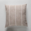Nordic beige geometric coffee pillow cover with three vertical white leaf embroidery - Standard Size / Coffee Lined Style