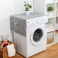 Copertura antipolvere grigia geometrica per lavatrice con nappe e tasche laterali - 55x130 / Freccia Grigia