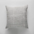 Gray geometric lattice throw pillow cover with white stitch embroidery and linen texture - Standard Size