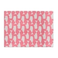 Detail of pink cotton placemat featuring a minimalist white cartoon whale print pattern - 32x45cm / Pink Whale