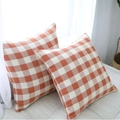 Set of two modern geometric orange and white gingham check decorative pillow cases - Color-woven Orange And White Checkered 3cm Pillowcase / 40x40cm