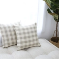 Modern Nordic style set of two beige and white gingham plaid throw pillow covers - Color-woven Off-white Checkered 3cm Pillowcase / 40x40cm