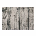 Close-up of rectangle placemat with vintage grey wood grain print and detailed stitching - 32x45cm / Wood Grain