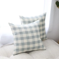 Set of two Nordic blue and white gingham check throw pillow covers on a cozy sofa - 3cm Yarn-dyed Blue And White Checkered Pillowcase / 40x40cm