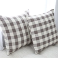 Set of two Nordic checkered cushion covers in brown and white on a light sofa - 3cm Brown Checkered Pillowcase / 40x40cm