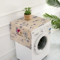 Blue floral printed dust cover for refrigerator or washing machine with side pockets - Blue Little Bee / Double Door Style