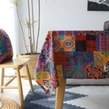 Bohemian style linen tablecloth featuring vibrant patchwork patterns for a retro dining decor - 60*60cm / Tablecloth (Patchwork Without Lace)