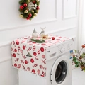 Christmas theme washer dust cover with festive red ornaments and side pockets - Red Candy