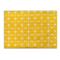 Top view of yellow geometric placemat with white triangle grid pattern and stitched edges - 32x45cm / Yellow Checkerboard